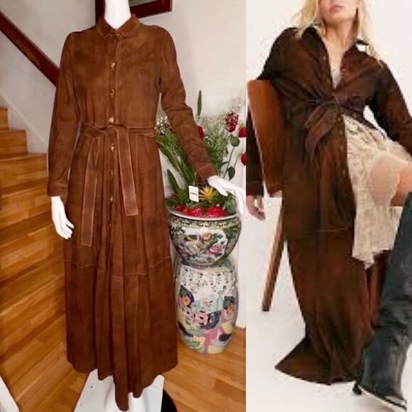 New Free People Brenda Knight Trench Coat "Long Safari"/ size S - Picture 3 of 9